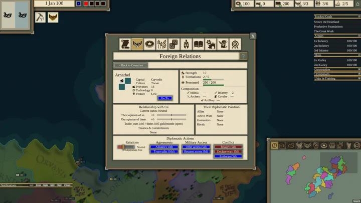 Iron Dice: Manage relations and diplomat assignments.