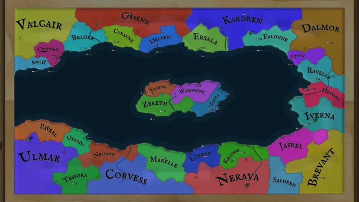 Iron Dice: The Inland Sea campaign map.