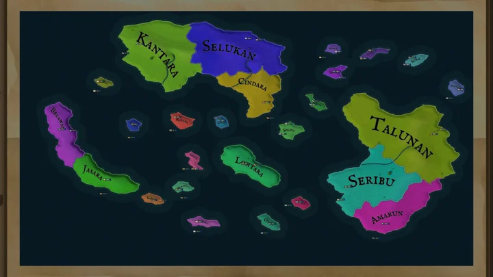 Iron Dice: The Spice Isles campaign map.